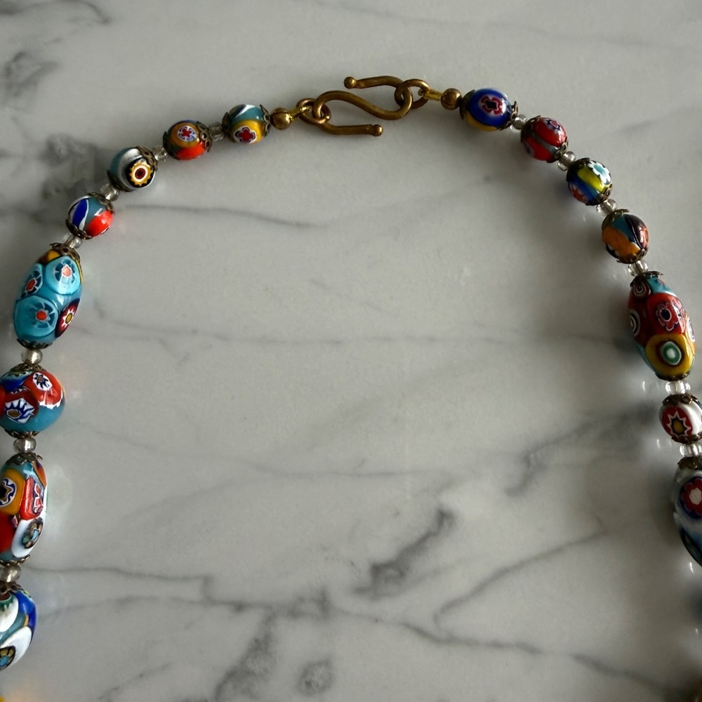 Authentic Murano Millefiori Glass Bead Necklace | Vintage Venetian | Graduated - Picture 10 of 13
